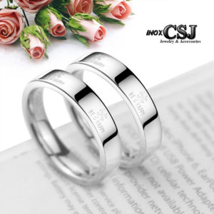 Nhẫn cặp cỏ 4 lá inox, nhẫn đôi inox cỏ bốn lá may mắn đẹp giá rẻ CSJ