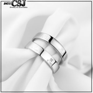 Nhẫn cặp cỏ 4 lá inox, nhẫn đôi inox cỏ bốn lá may mắn đẹp giá rẻ CSJ