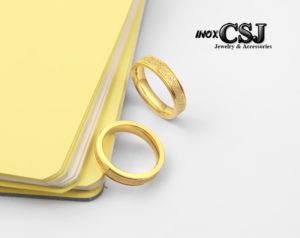 nhẫn đôi inox titan mạ vàng phun cát cao cấp, nhẫn đôi inox đẹp giá rẻ quà tặng ý nghĩa