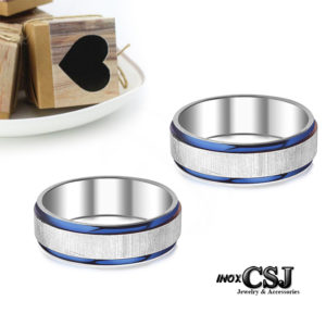 Nhẫn cặp inox màu xanh, nhẫn đôi tình nhân inox cao cấp