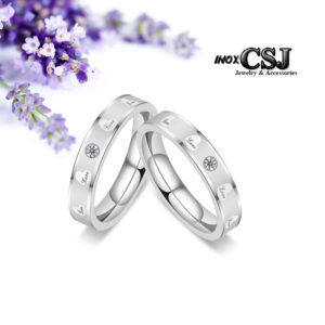 Nhẫn cặp đôi inox chữ love, nhẫn cặp đôi đính đá chữ love đẹp giá rẻ