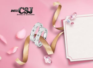 Nhẫn cặp đôi inox chữ love, nhẫn cặp đôi đính đá chữ love đẹp giá rẻ