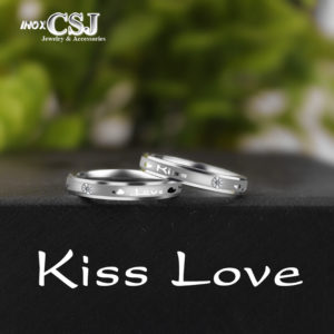 Nhẫn cặp inox kiss love, nhẫn đôi tình nhẫn kiss love bằng inox cao cấp , nhẫn cặp thép không gỉ