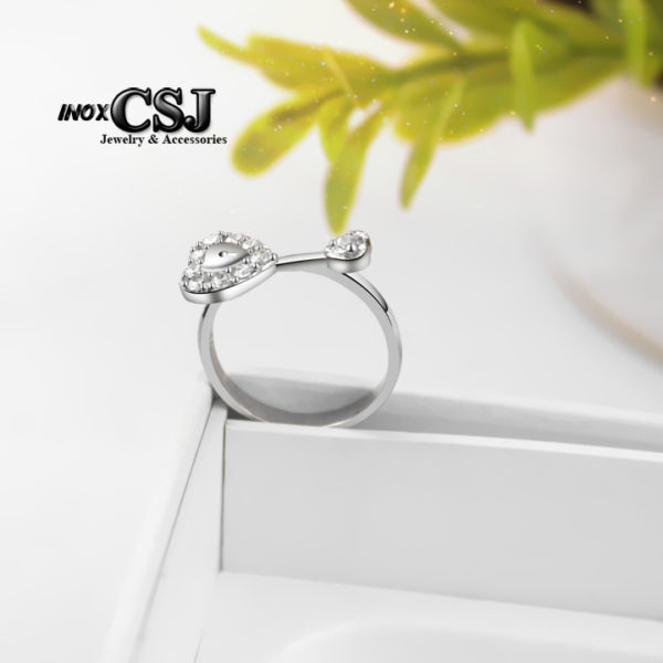 Nhẫn nữ inox hình ổ khóa chìa khóa, nhẫn nữ đính đá hình chìa khóa bằng inox không đen giá rẻ