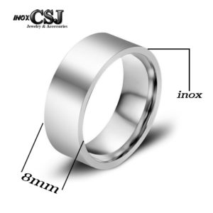 Nhẫn inox bảng to 8mm phong cách Hàn Quốc, Nhẫn trơn 8ly inox cao cấp