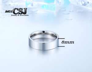 Nhẫn inox bảng to 8mm phong cách Hàn Quốc, Nhẫn trơn 8ly inox cao cấp