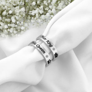 Nhẫn cặp đôi inox her king his queen, nhẫn tình nhẫn vua hoàng hậu