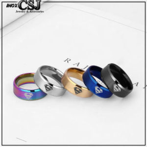 CSJ chuyên bán sỉ lẻ nhẫn superman inox bảng to đủ màu không đen giá rẻ, nhẫn thép không gỉ titan superman
