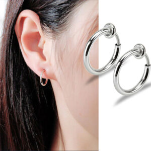 Bông tai inox khoen tròn không cần bấm lỗ