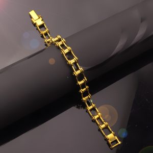 Lắc tay nam inox kiểu xích sên xe đạp mạ vàng