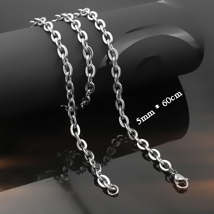 Dây chuyền nam inox chữ cong kiểu mắc xích 5ly 5mm