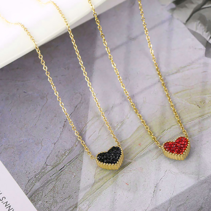 Dây chuyền titan trái tim đen đỏ