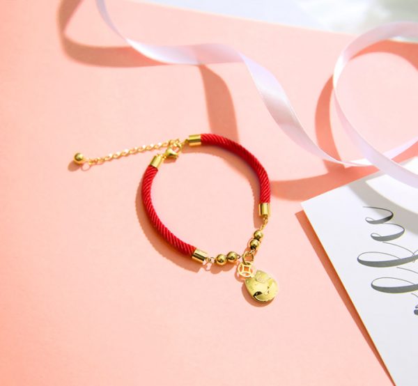 Lắc tay chỉ đỏ mèo thần tài may mắn mạ vàng