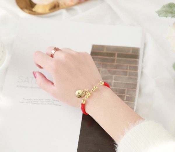 Lắc tay chỉ đỏ mèo thần tài may mắn mạ vàng