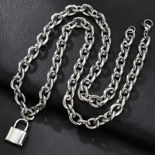 Dây chuyền ổ khóa thép titan không gỉ phong cách Hiphop Hàn Quốc
