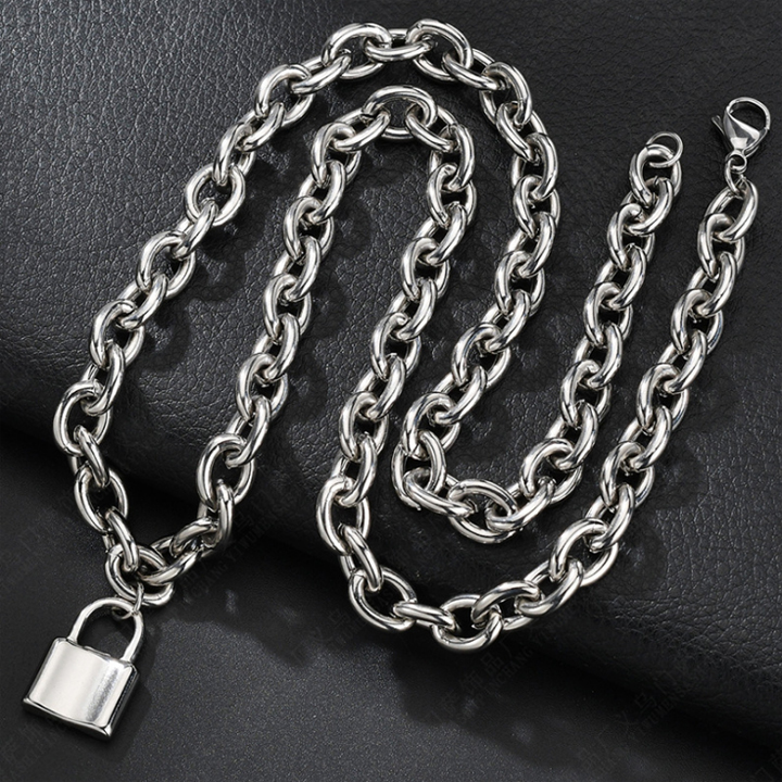 Dây chuyền ổ khóa thép titan không gỉ phong cách Hiphop Hàn Quốc
