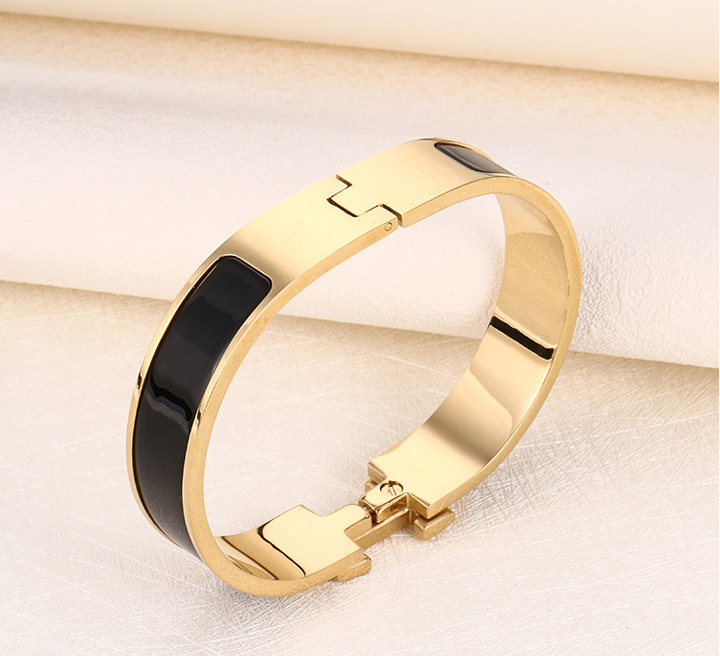 Vòng tay titan thời trang Hermes chữ H màu đen