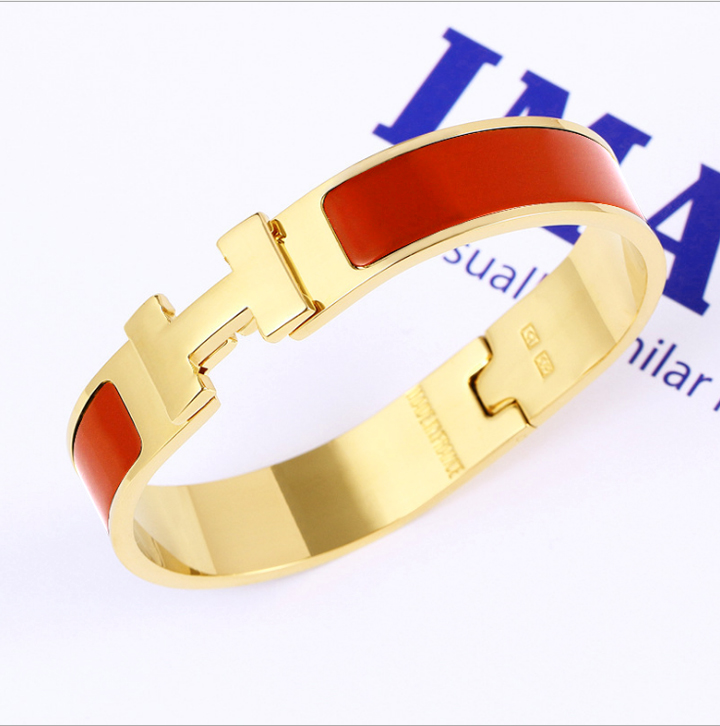 Vòng tay titan thời trang Hermes chữ H màu đỏ