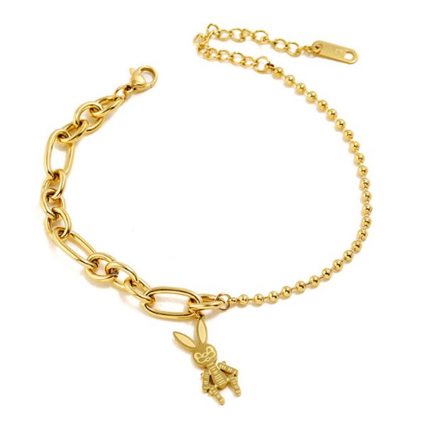 Lắc tay titan con thỏ màu vàng 24k