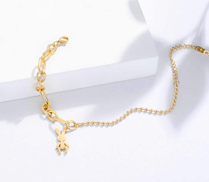 Lắc tay titan con thỏ màu vàng 24k