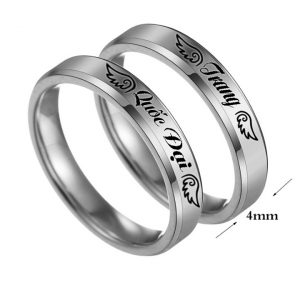 NC077c-Nhẫn cặp đôi inox 4mm vát cạnh trơn