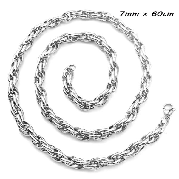 DN035a-Dây chuyền nam inox 7ly kiểu 3 lòng xoắn cực đẹp