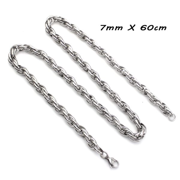 DN035c-Dây chuyền nam inox 7ly kiểu 3 lòng xoắn cực đẹp