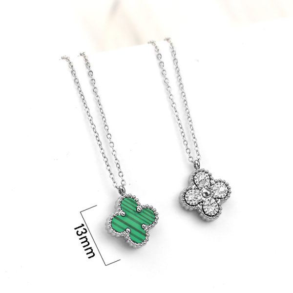 TN798b-Dây chuyền vòng đeo cổ nữ titan hoa 4 cánh van cleef