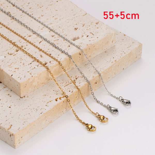 TN808a-Dây chuyền titan chữ cong dài 55+5cm