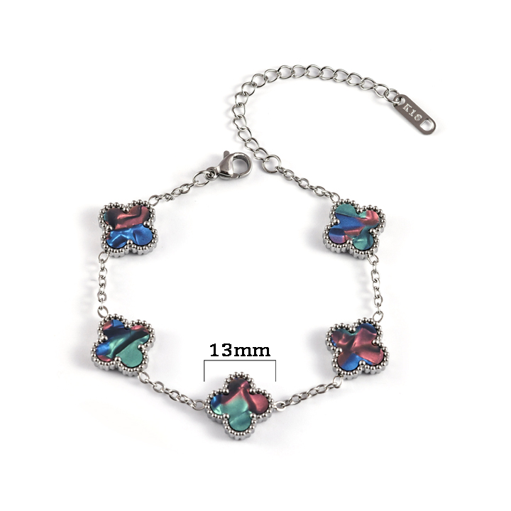 TA498a Lắc tay titan hoa 4 cánh van cleef