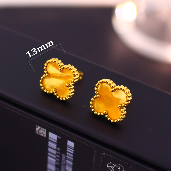 TB287c Bông tai nữ titan van cleef nền màu hổ phách