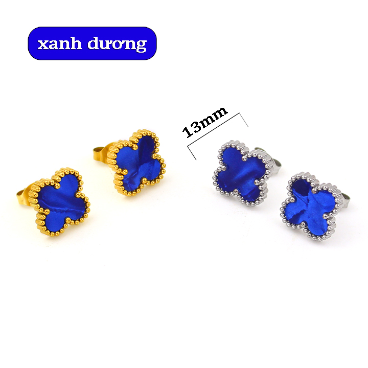 TB2878a Bông tai nữ titan van cleef nền màu xanh dương