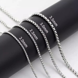 DC085a Dây chuyền titan nam kiểu bông dừa tròn 2mm-3.5mm