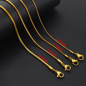 DN191a Dây chuyền inox sợi mì tròn mạ vàng