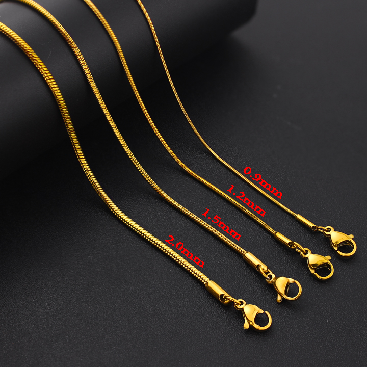 DN191a Dây chuyền inox sợi mì tròn mạ vàng