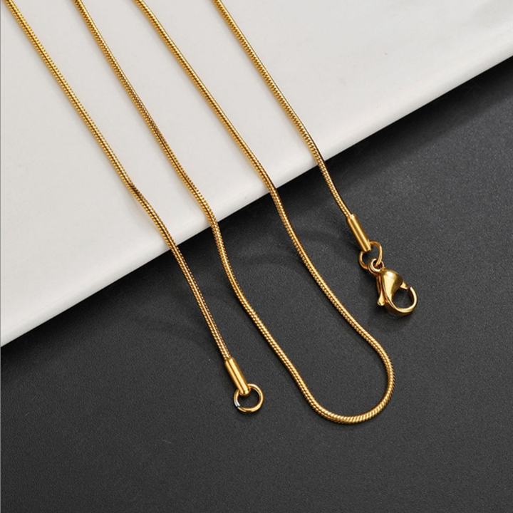 DN191c Dây chuyền inox sợi mì tròn mạ vàng