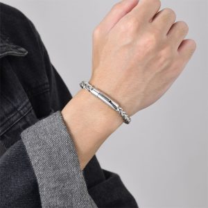 LN157k Lắc tay titan nam Titan 6mm khóa ống tròn