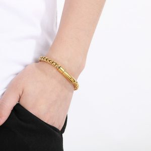 LN158b Lắc tay titan nam Titan 6mm khóa ống tròn