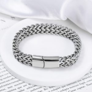 LN159f Lắc tay titan nam Titan 2 hàng lưới khóa hộp