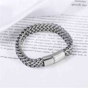 LN159h Lắc tay titan nam Titan 2 hàng lưới khóa hộp