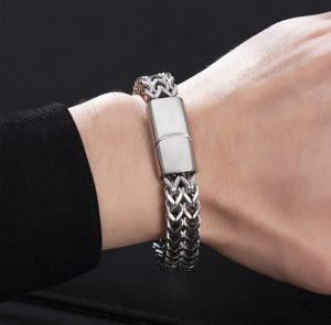 LN159j Lắc tay titan nam Titan 2 hàng lưới khóa hộp