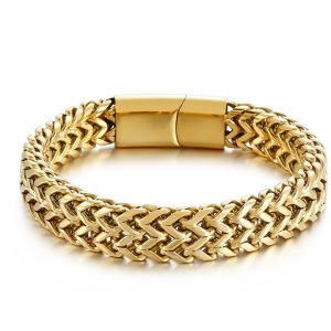 LN160d Lắc tay titan nam Titan 2 hàng lưới khóa hộp