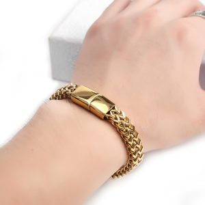 LN160f Lắc tay titan nam Titan 2 hàng lưới khóa hộp