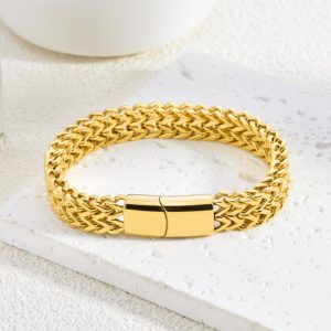 LN160g Lắc tay titan nam Titan 2 hàng lưới khóa hộp