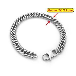 LN162a Lắc tay titan nam kiểu lật đôi 8mm vát cạnh