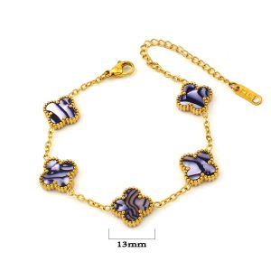 TA106a Lắc tay nữ titan hoa 4 cánh van cleef