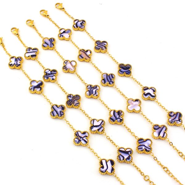 TA106b Lắc tay nữ titan hoa 4 cánh van cleef
