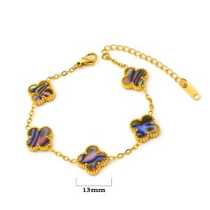 TA129a Lắc tay nữ titan hoa 4 cánh van cleef 13mm