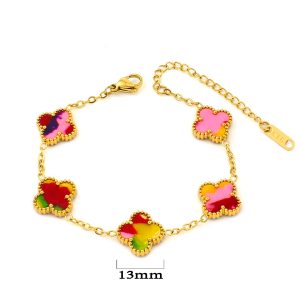 TA131a Lắc tay nữ titan hoa 4 cánh van cleef 13mm