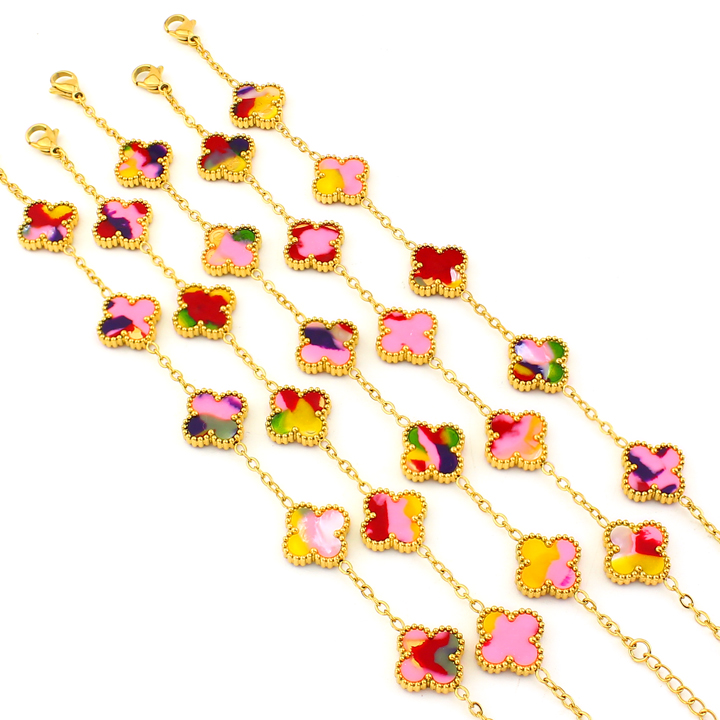 TA131b Lắc tay nữ titan hoa 4 cánh van cleef 13mm